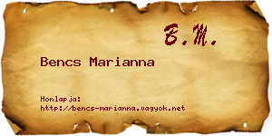 Bencs Marianna névjegykártya